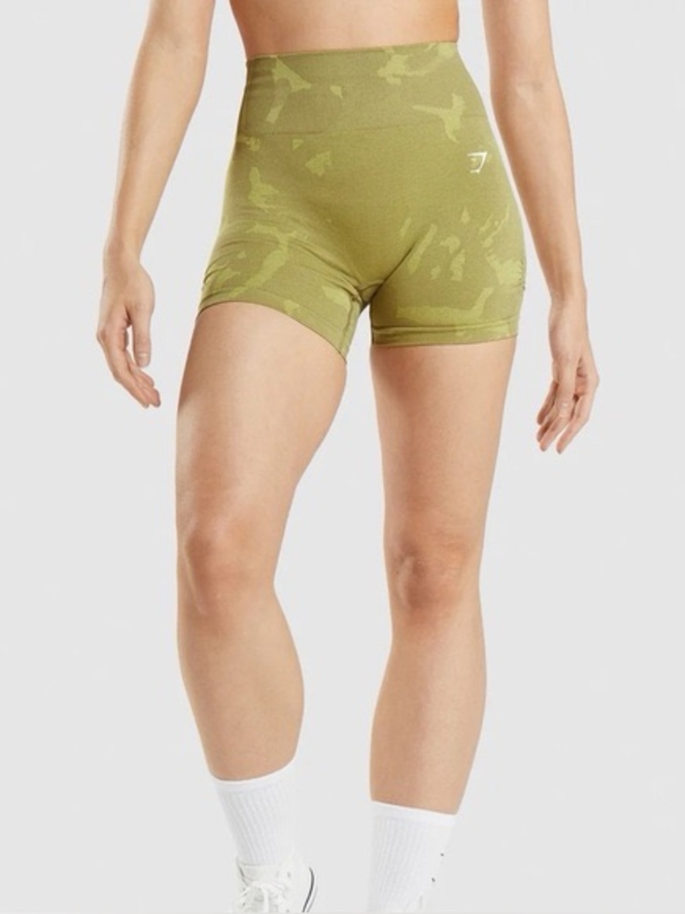Gymshark Adapt Seamless Camo Savannah Griffin Green Active Tight Bike Shorts XS - Picture 8 of 8